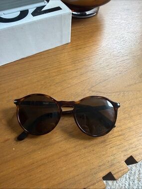 Persol Tortoiseshell Frame Sunglasses with Green Lenses